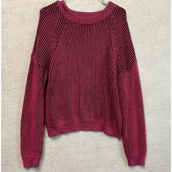 No Boundaries Sweater Womens 2XL Pink Black Striped Chenille Pullover Soft Cozy - Picture 1 of 8